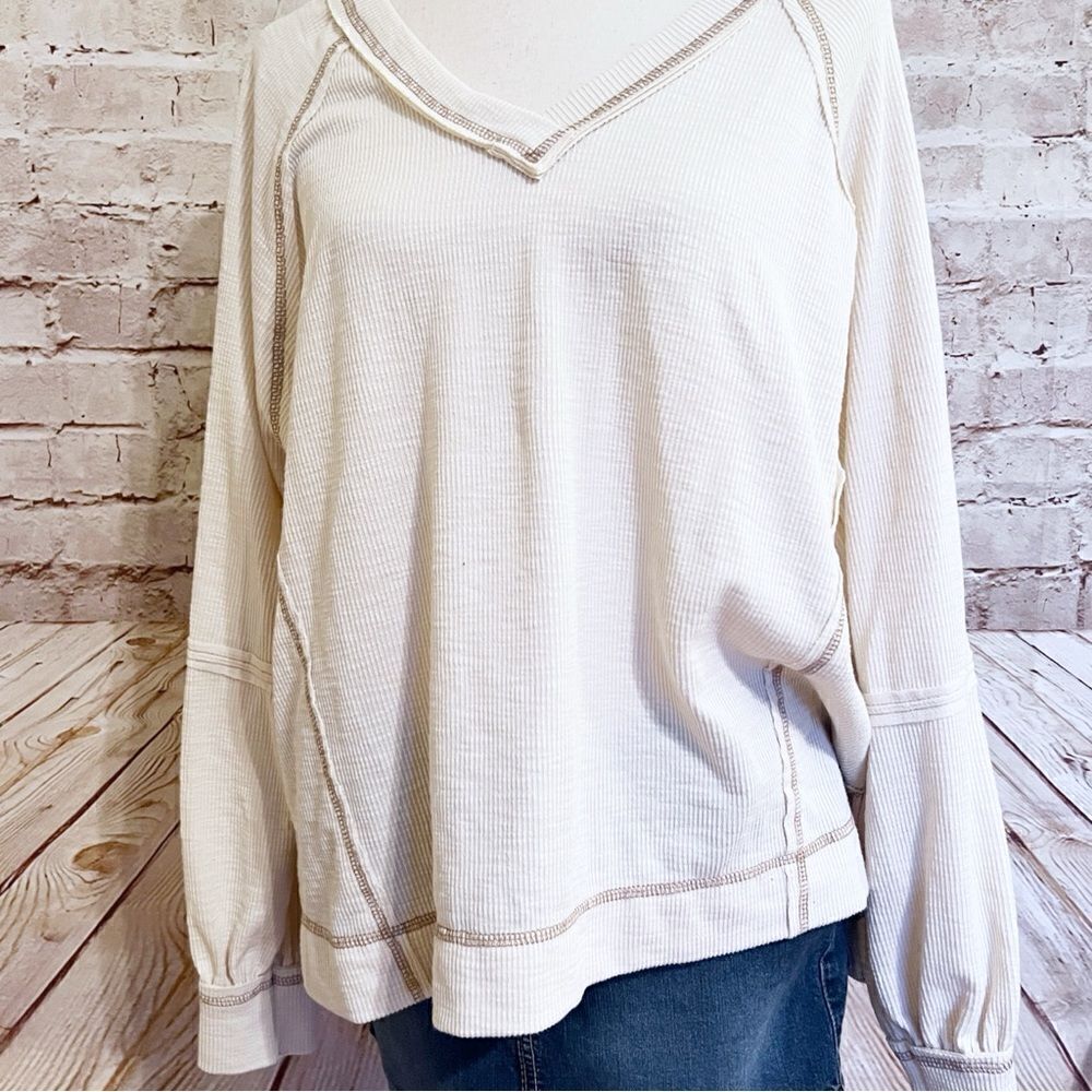 Blu Pepper ribbed knit pullover top